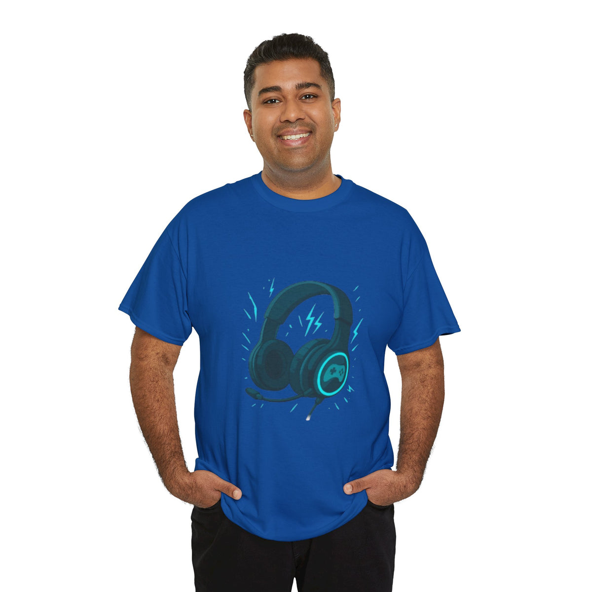 Neon Headphones Lightning T-Shirt – Cool Music Graphic Tee for Men & Music Lovers