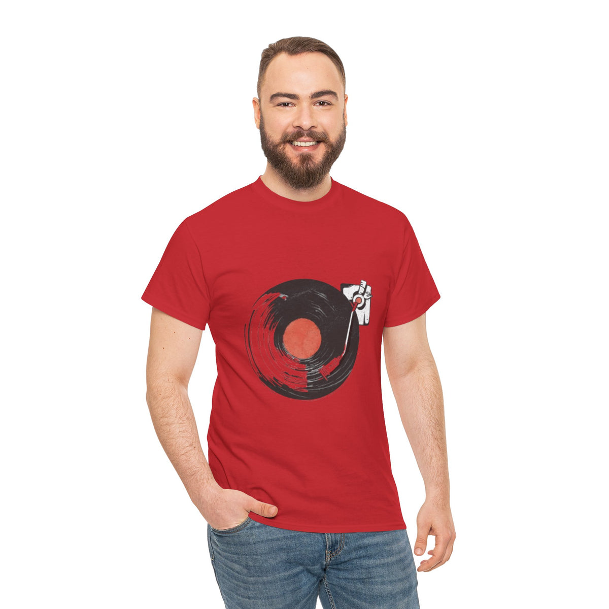 Ink Brush Vinyl Record T-Shirt – Minimalist Music Graphic Tee for Men & Music Lovers