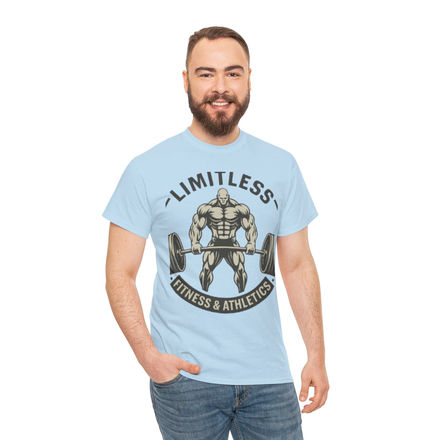 Limitless Fitness Unisex Heavy Cotton Tee, Gym Apparel, Workout Shirt, Athletic Clothing, Motivational Tee
