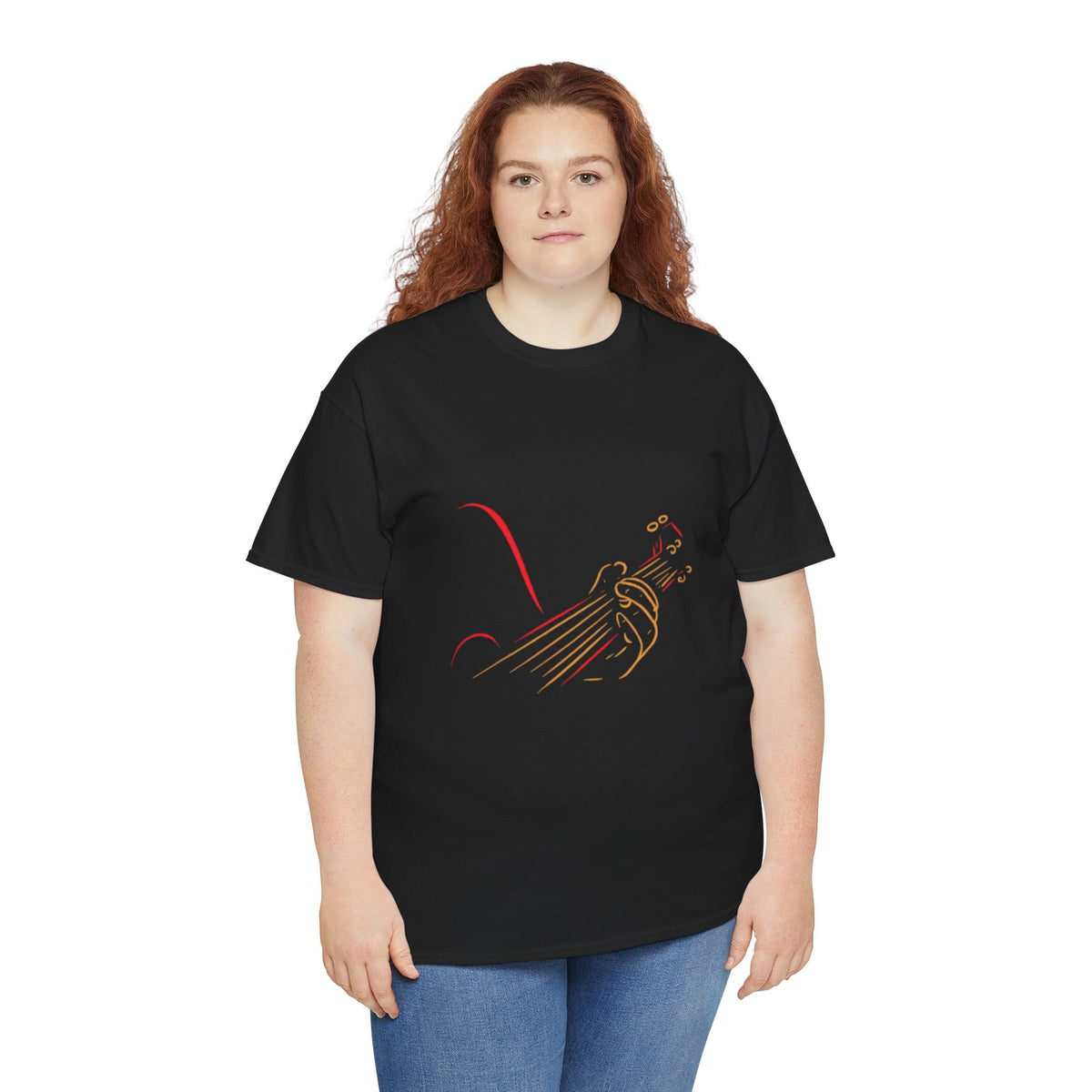 Minimalist Guitar Line Art T-Shirt – Elegant Music Graphic Tee for Women & Music Lovers