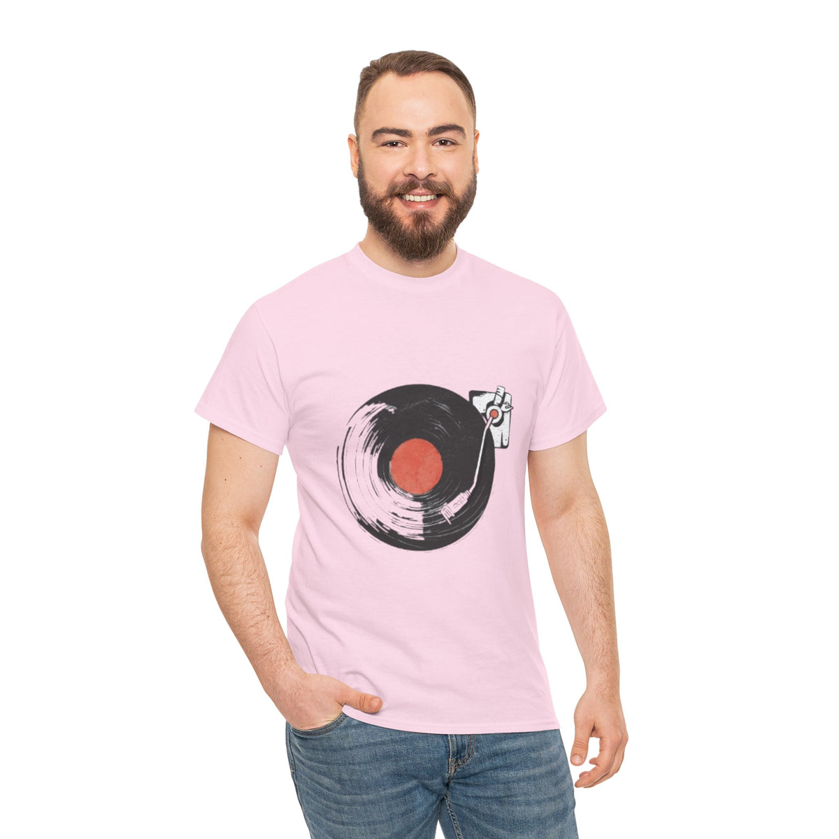 Ink Brush Vinyl Record T-Shirt – Minimalist Music Graphic Tee for Men & Music Lovers