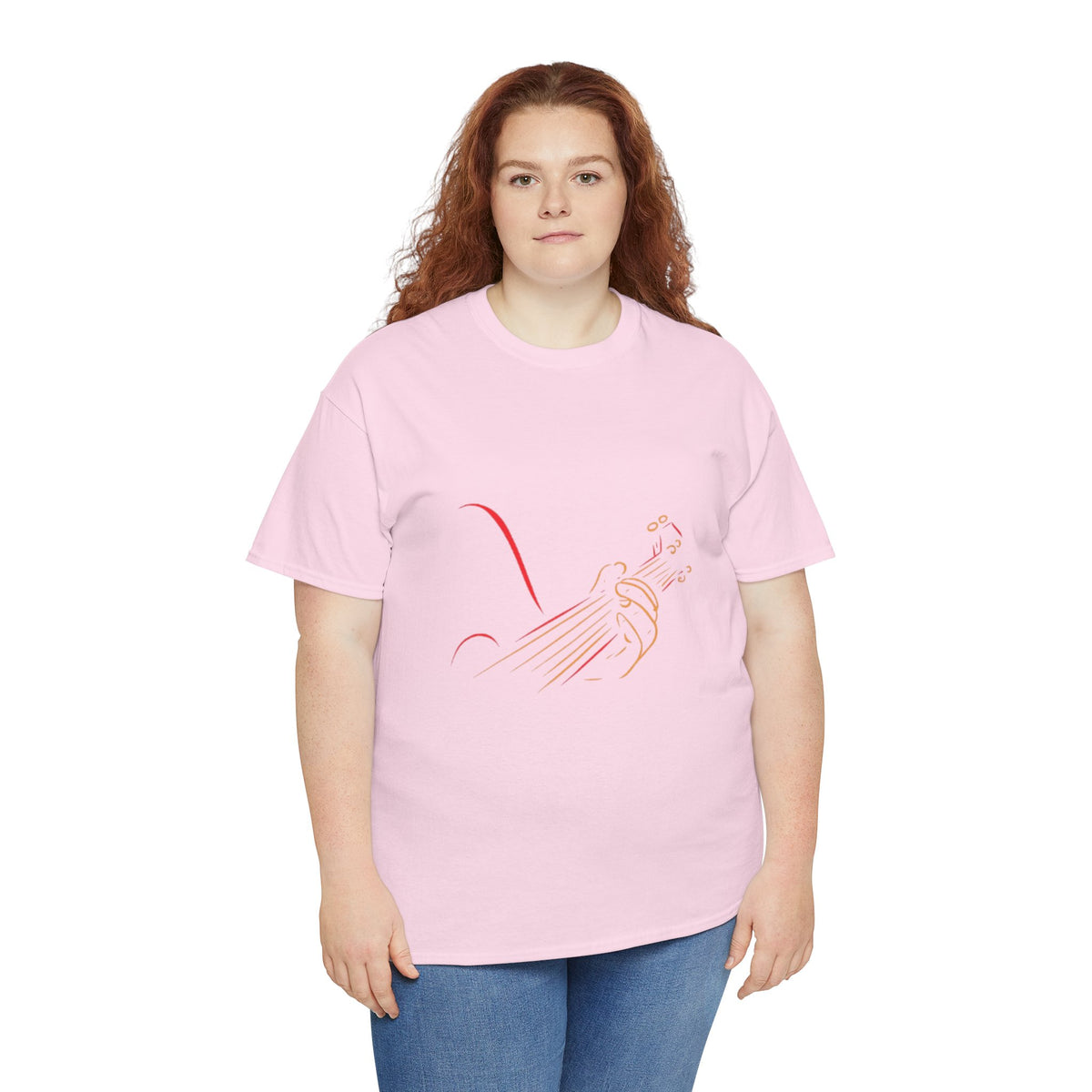 Minimalist Guitar Line Art T-Shirt – Elegant Music Graphic Tee for Women & Music Lovers
