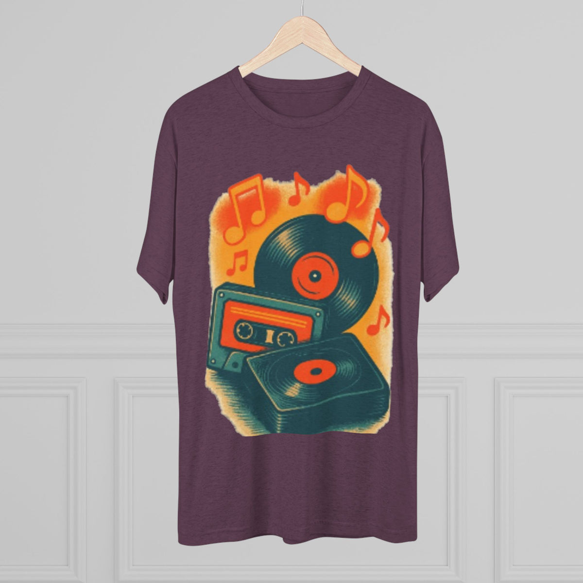 Retro Music Cassette Vinyl Record T-Shirt – Vintage Graphic Tee for Men & Music Lovers