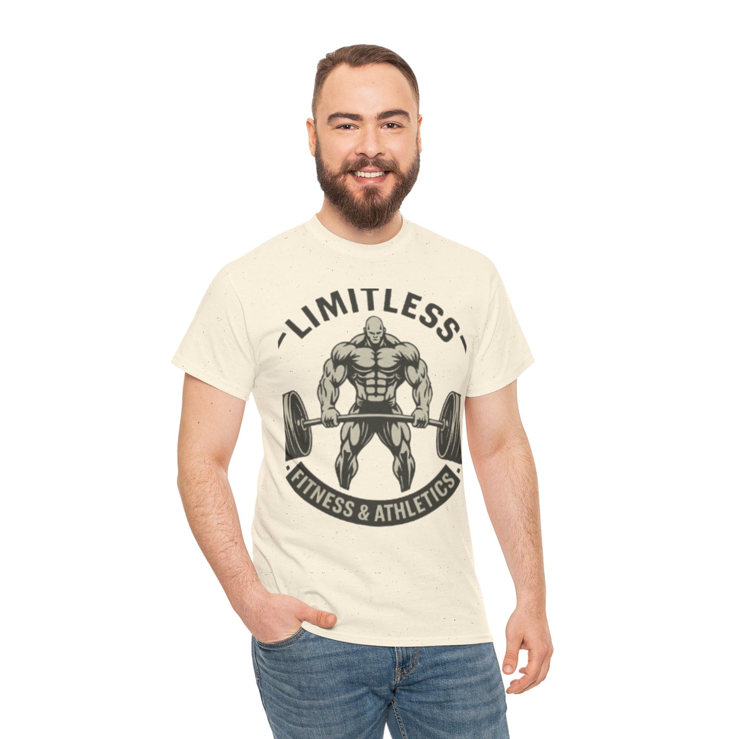 Limitless Fitness Unisex Heavy Cotton Tee, Gym Apparel, Workout Shirt, Athletic Clothing, Motivational Tee