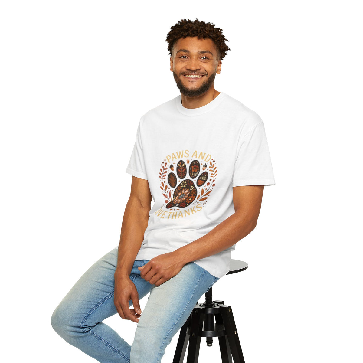 Paws And Give Thanks T-Shirt - Cute Fall Pet Graphic Tee For Men & Dog Lovers