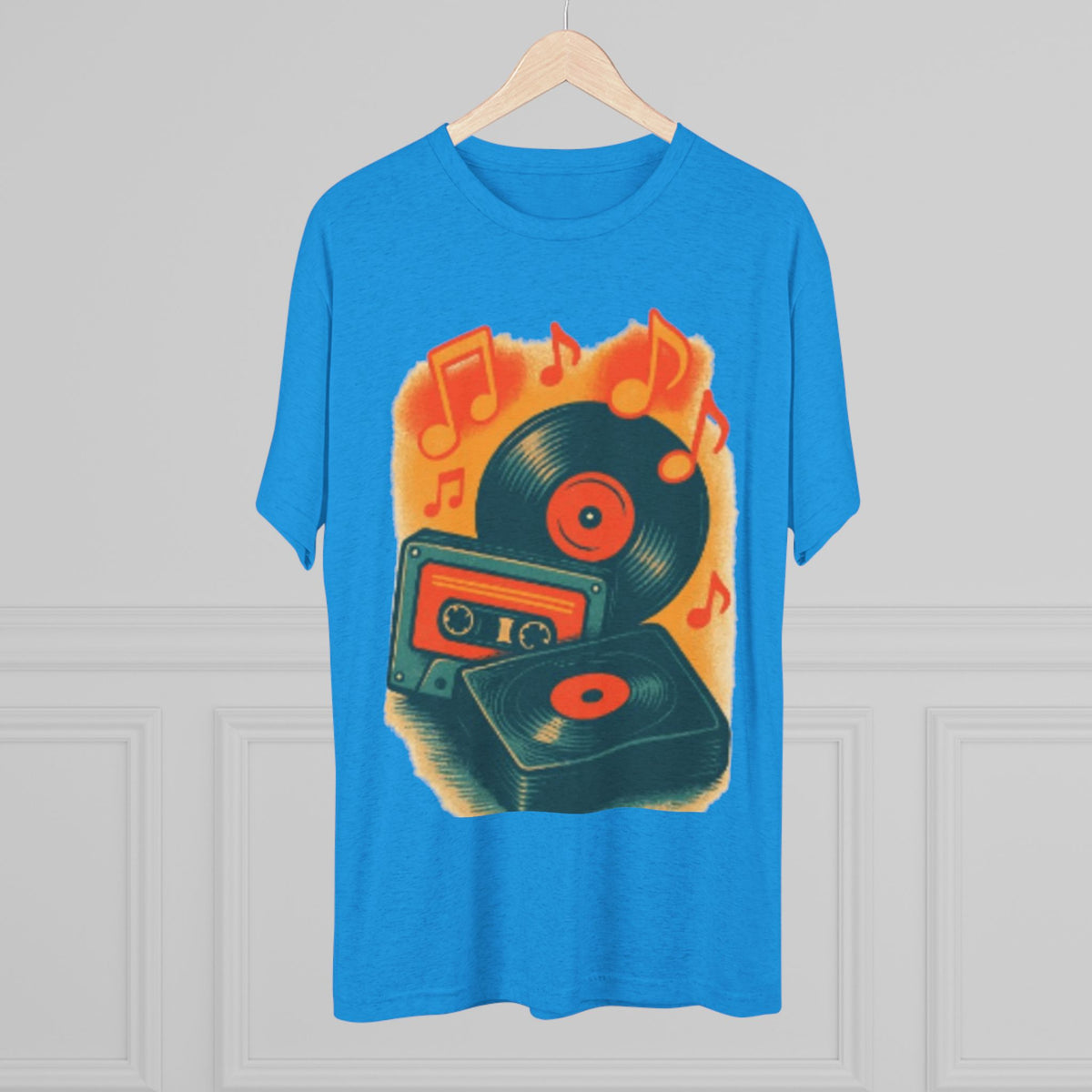 Retro Music Cassette Vinyl Record T-Shirt – Vintage Graphic Tee for Men & Music Lovers