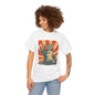 Retro Cat With Gun T-Shirt – Vintage Japanese Style Graphic Tee for Women & Cat Lovers