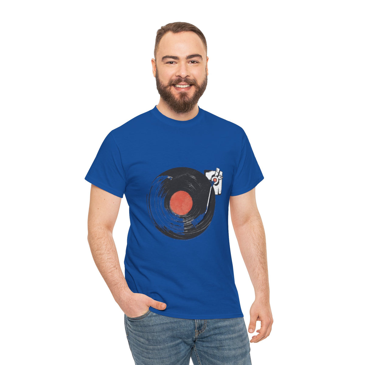 Ink Brush Vinyl Record T-Shirt – Minimalist Music Graphic Tee for Men & Music Lovers