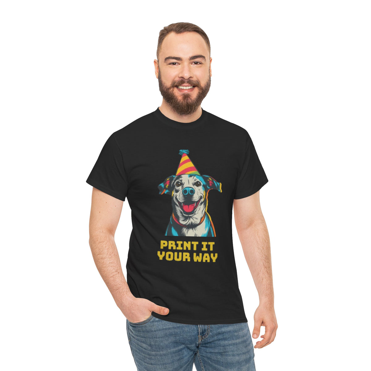 Paint It Your Way Dog T-Shirt - Colorful Graphic Fun Graphic Tee for Men & Dog Lovers