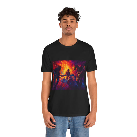 Rock Band On Fire T-Shirt – Epic Music Graphic Tee for Men & Music Lovers