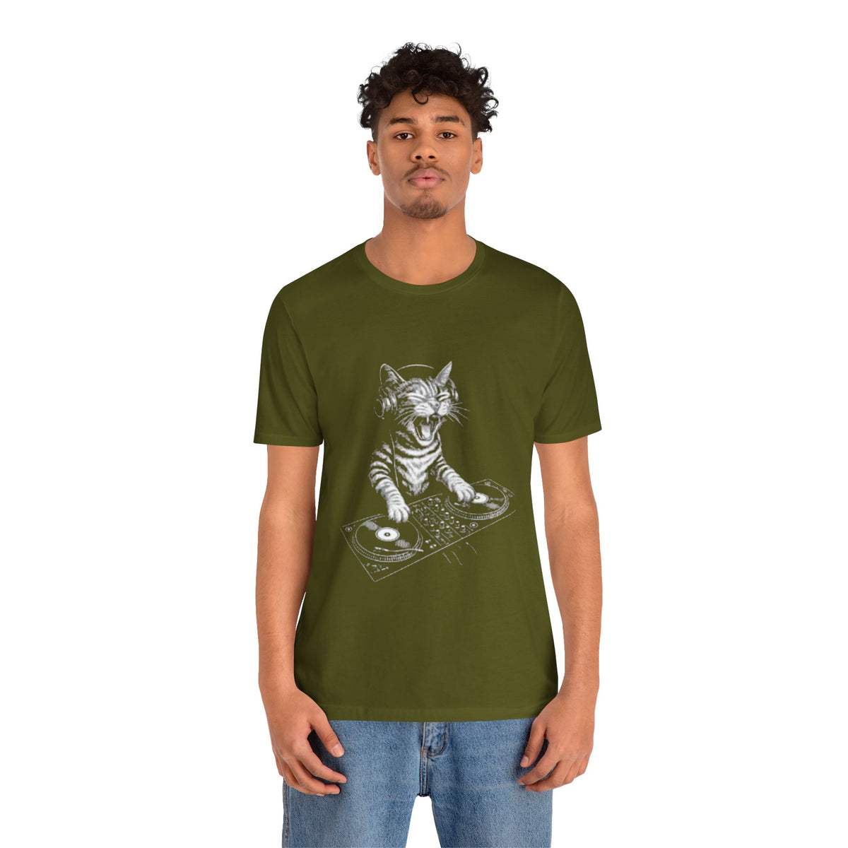 DJ Cat T-Shirt – Funny Cool Cat Graphic Tee for Men & Music Lovers