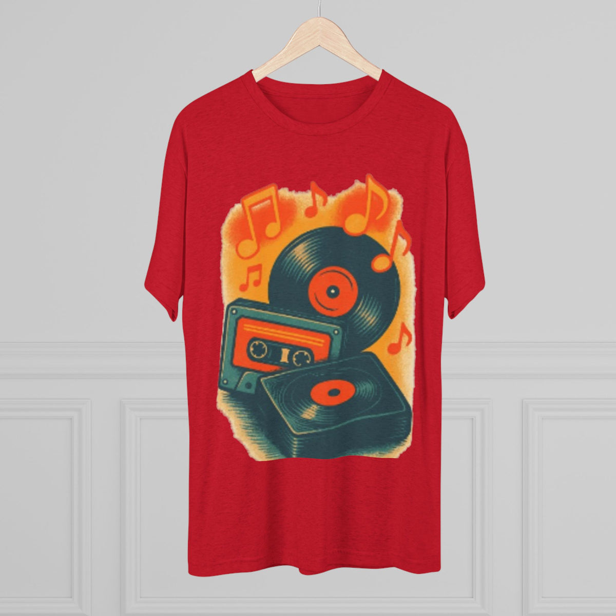 Retro Music Cassette Vinyl Record T-Shirt – Vintage Graphic Tee for Men & Music Lovers