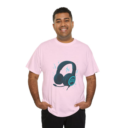 Neon Headphones Lightning T-Shirt – Cool Music Graphic Tee for Men & Music Lovers