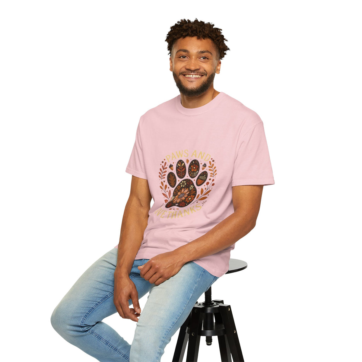 Paws And Give Thanks T-Shirt - Cute Fall Pet Graphic Tee For Men & Dog Lovers