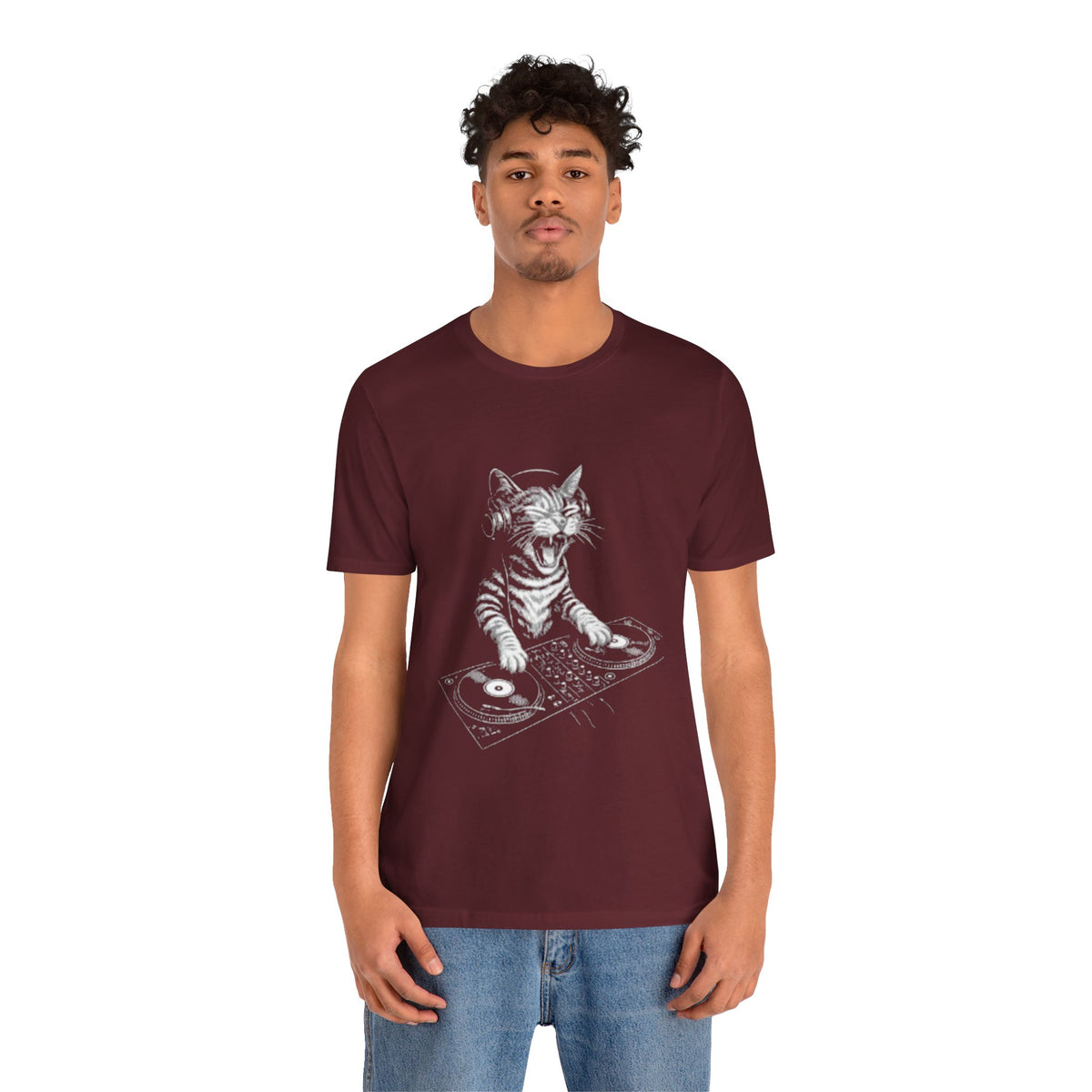 DJ Cat T-Shirt – Funny Cool Cat Graphic Tee for Men & Music Lovers
