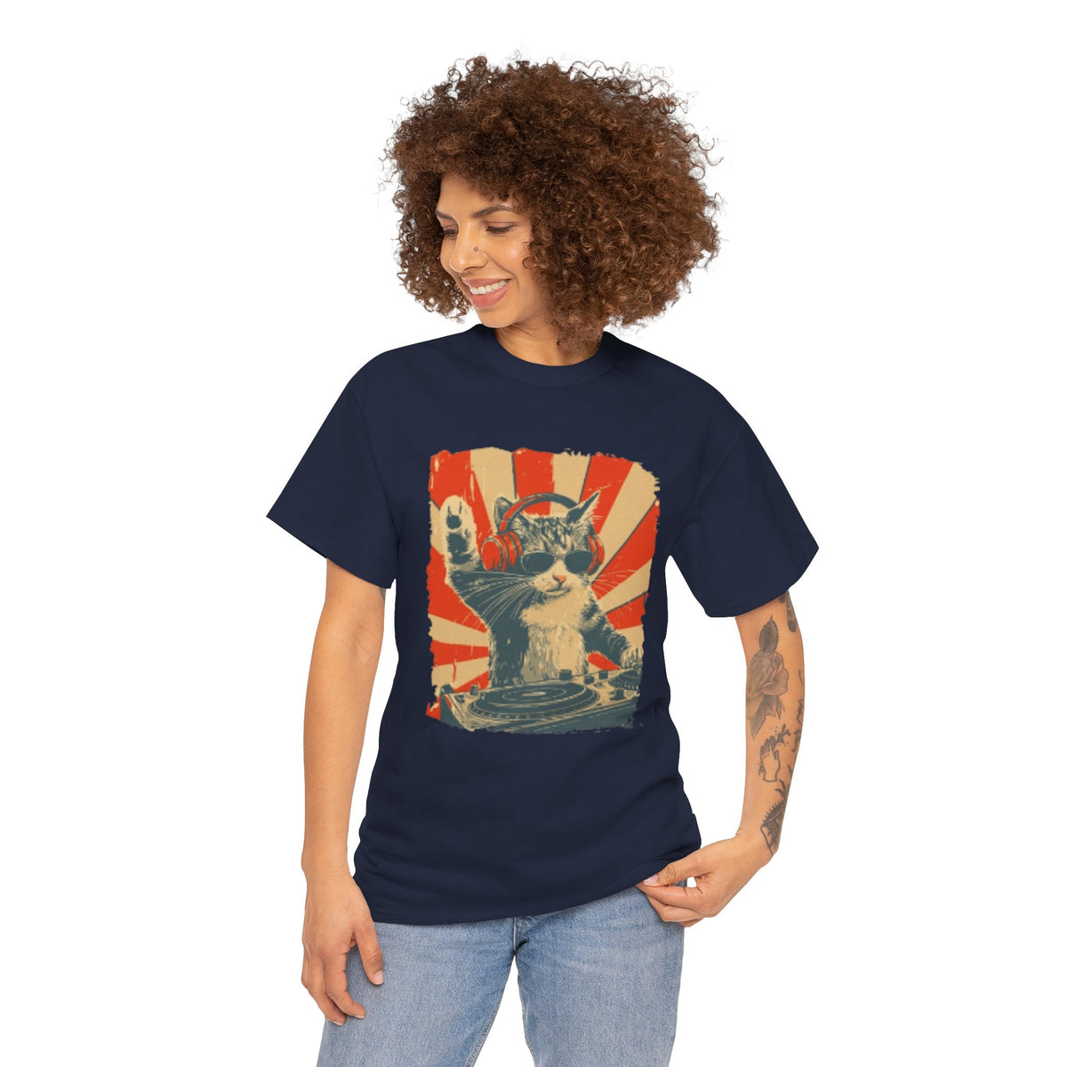 Retro Cat With Gun T-Shirt – Vintage Japanese Style Graphic Tee for Women & Cat Lovers