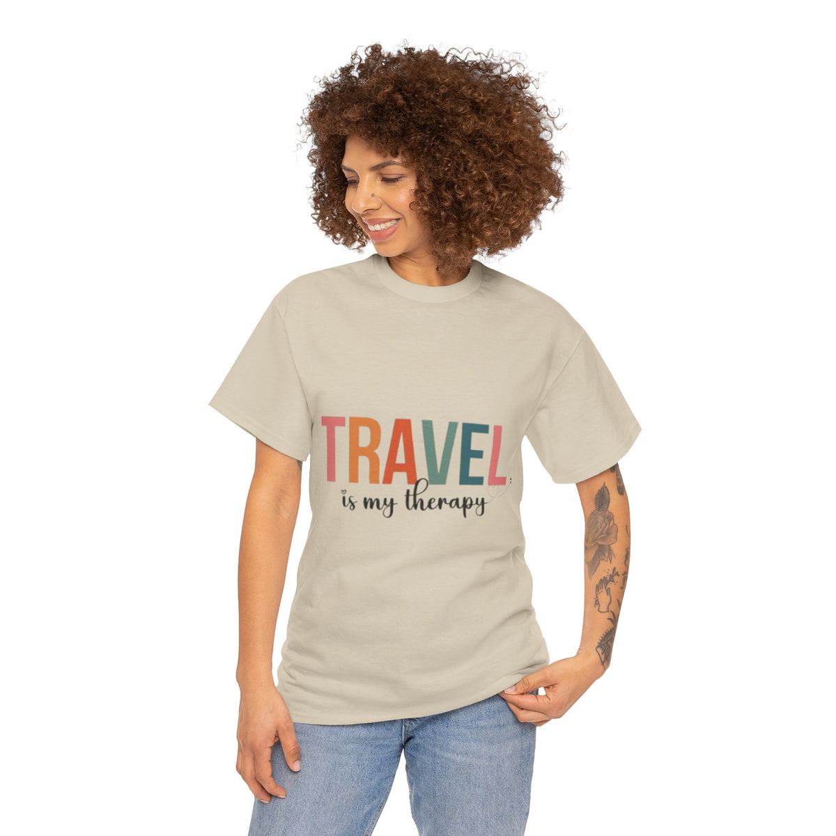 Travel Is My Therapy T-Shirt – Cute Wanderlust Graphic Tee for Women & Travel Lovers