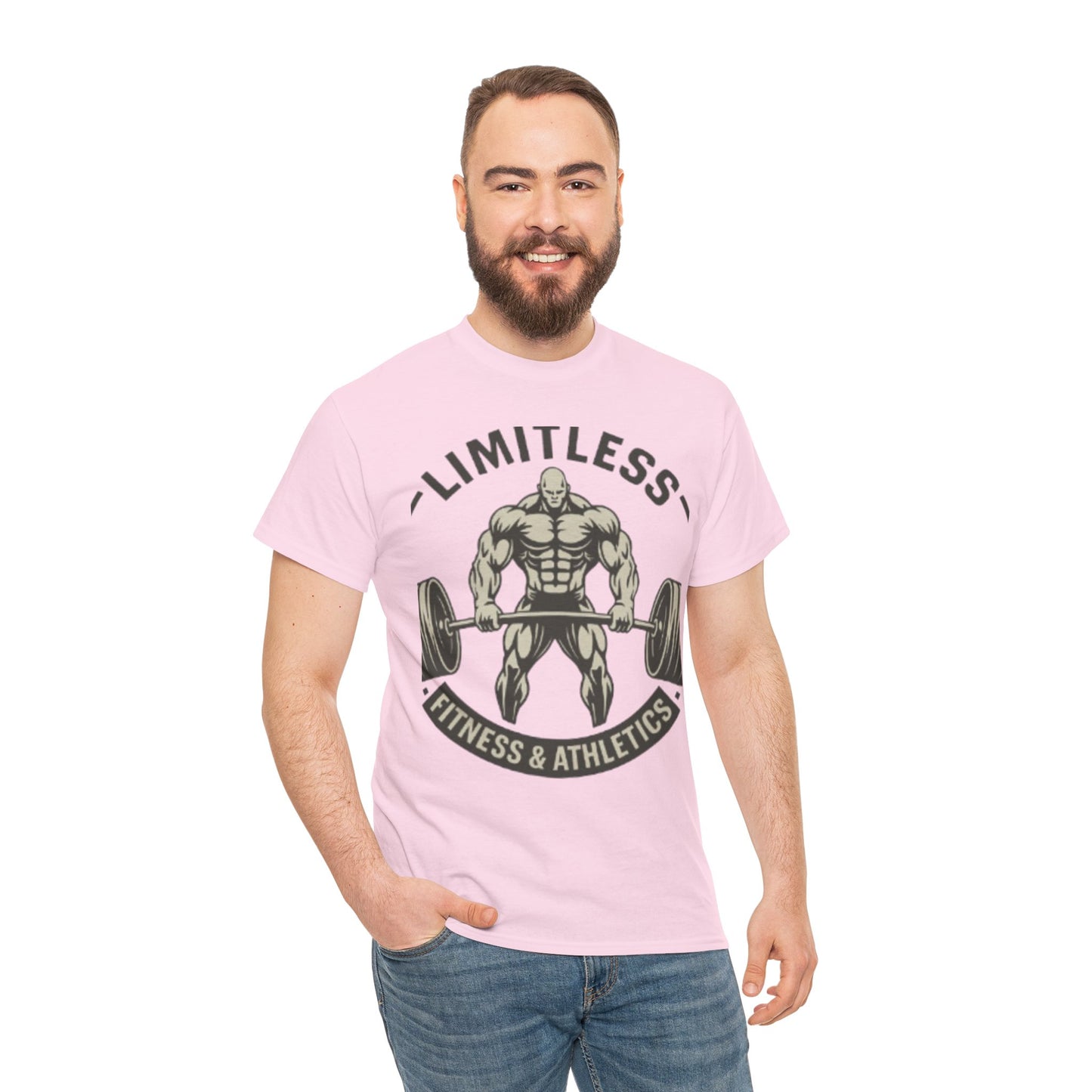 Limitless Fitness Unisex Heavy Cotton Tee, Gym Apparel, Workout Shirt, Athletic Clothing, Motivational Tee