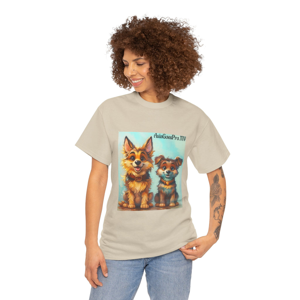 Cute Cartoon Dogs T-Shirt – Adorable Pet Graphic Tee for Women & Dog Lovers