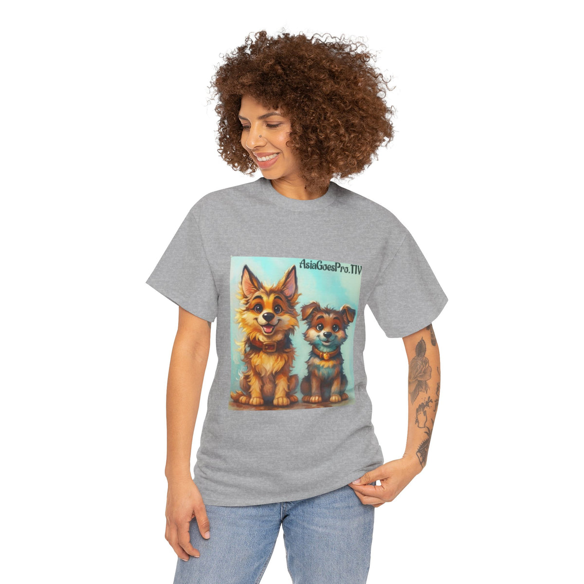 Cute Cartoon Dogs T-Shirt – Adorable Pet Graphic Tee for Women & Dog Lovers