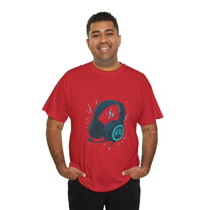 Neon Headphones Lightning T-Shirt – Cool Music Graphic Tee for Men & Music Lovers