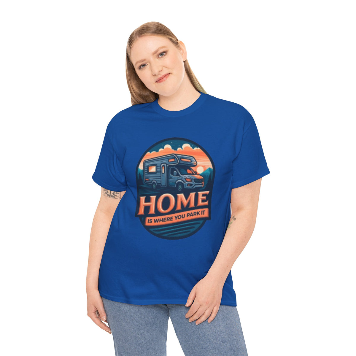 Home Is Where You Park It T-Shirt – Funny RV Camping Graphic Tee for Women & Campers