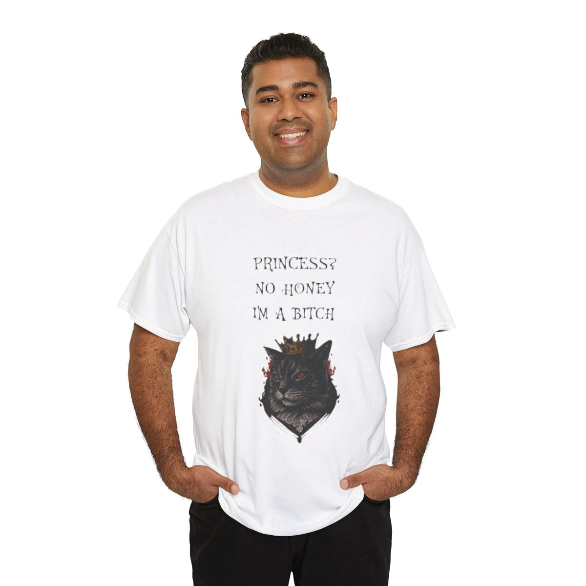 Princess? No Honey I'm A Bitch T-Shirt – Funny Sassy Cat Tee for Women & Cat Lovers