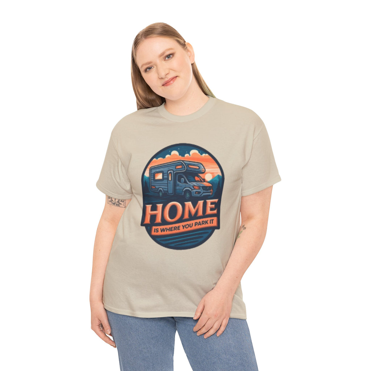 Home Is Where You Park It T-Shirt – Funny RV Camping Graphic Tee for Women & Campers