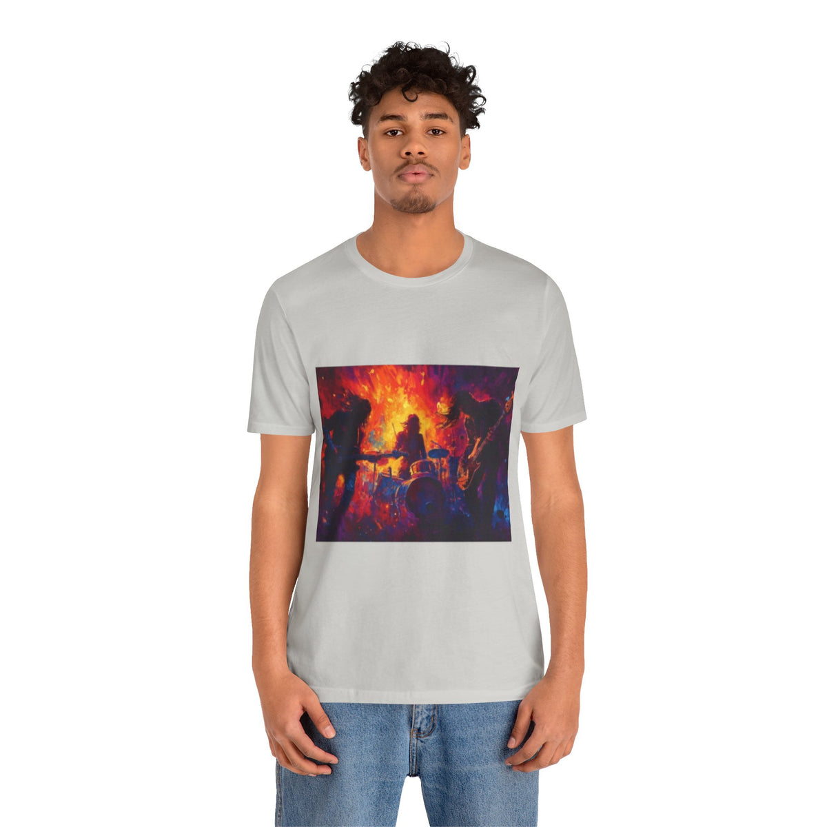 Rock Band On Fire T-Shirt – Epic Music Graphic Tee for Men & Music Lovers