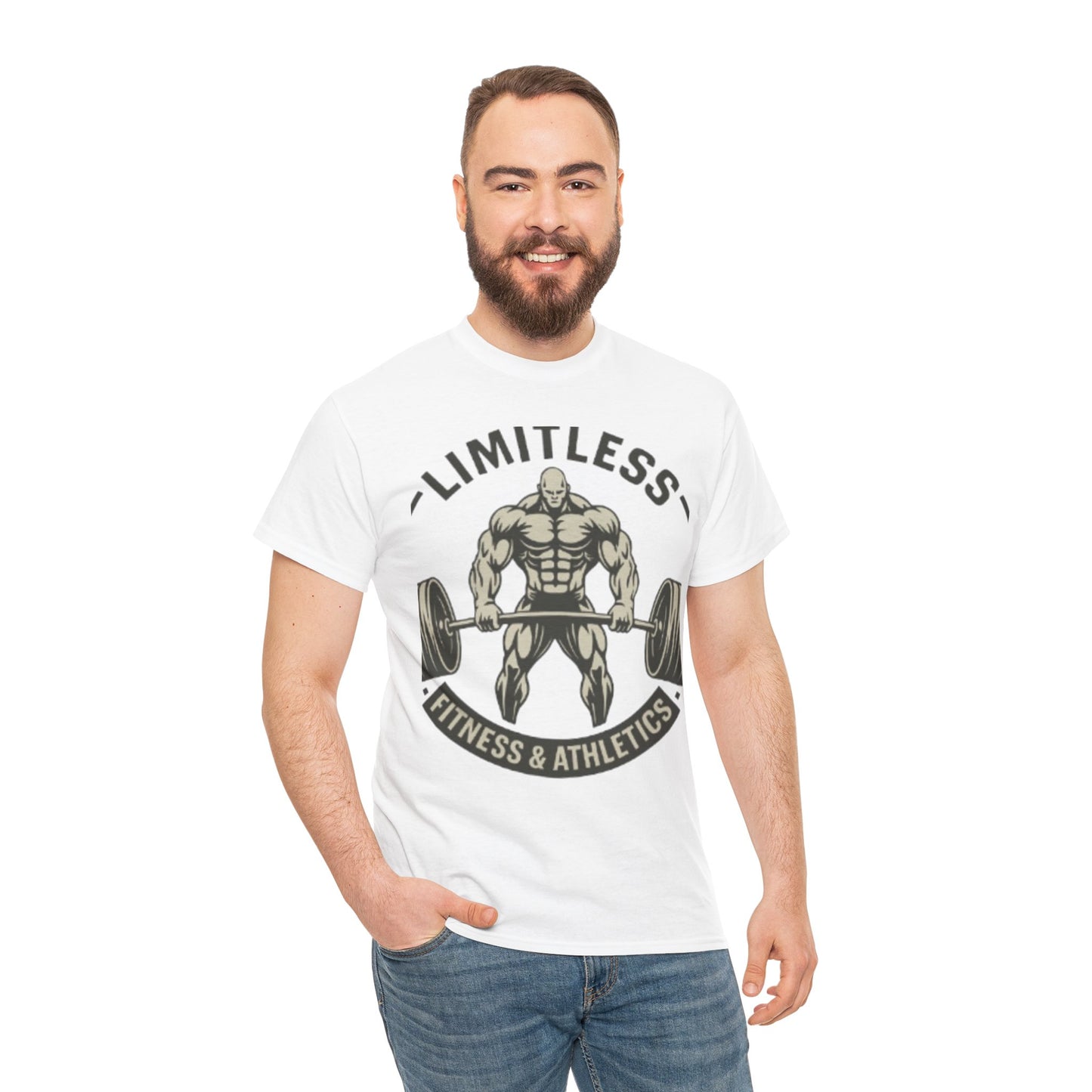 Limitless Fitness Unisex Heavy Cotton Tee, Gym Apparel, Workout Shirt, Athletic Clothing, Motivational Tee