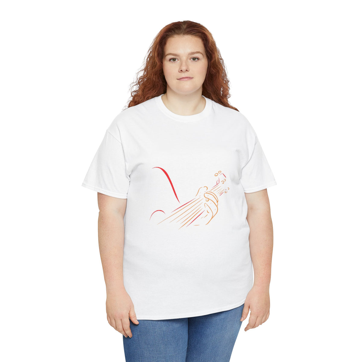 Minimalist Guitar Line Art T-Shirt – Elegant Music Graphic Tee for Women & Music Lovers