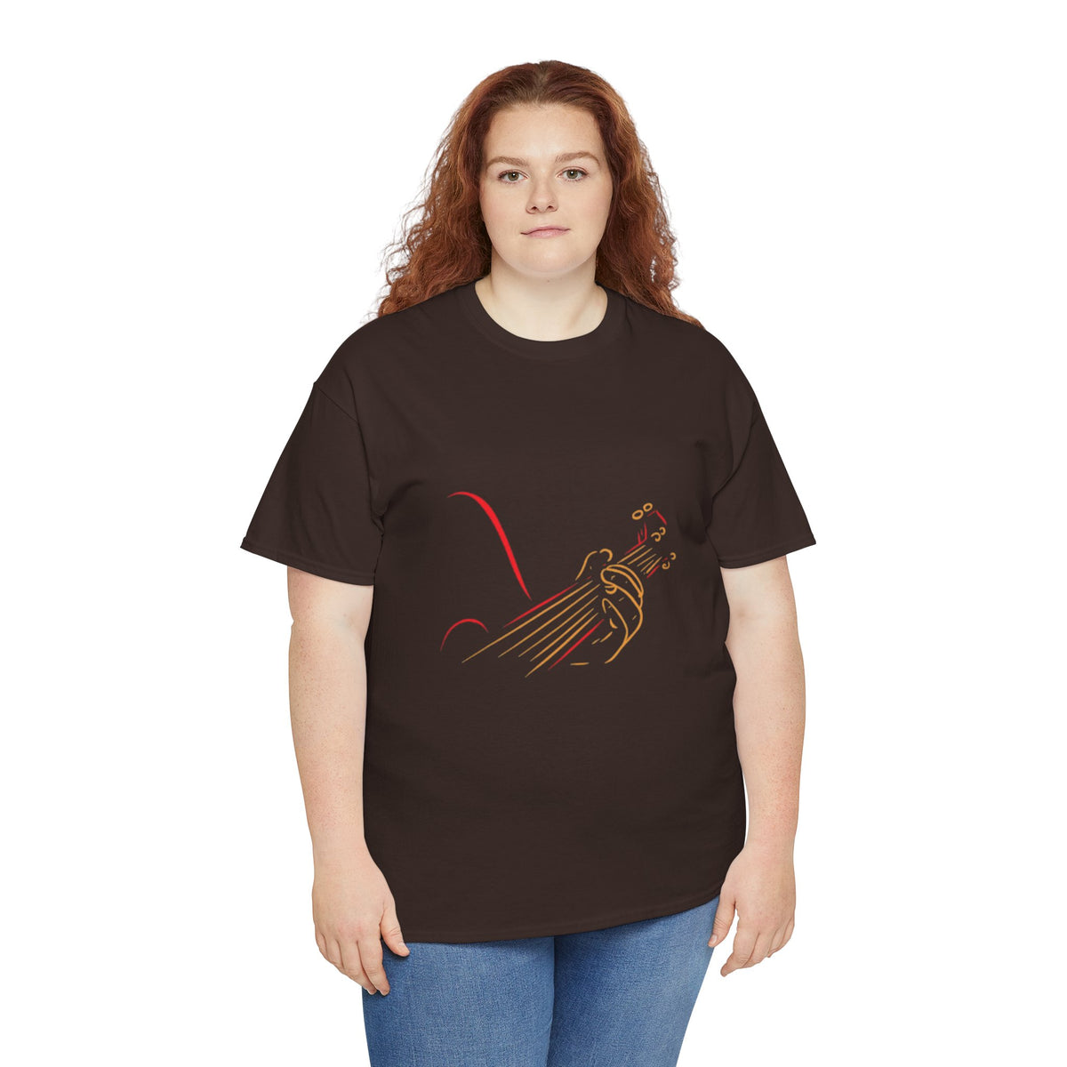 Minimalist Guitar Line Art T-Shirt – Elegant Music Graphic Tee for Women & Music Lovers