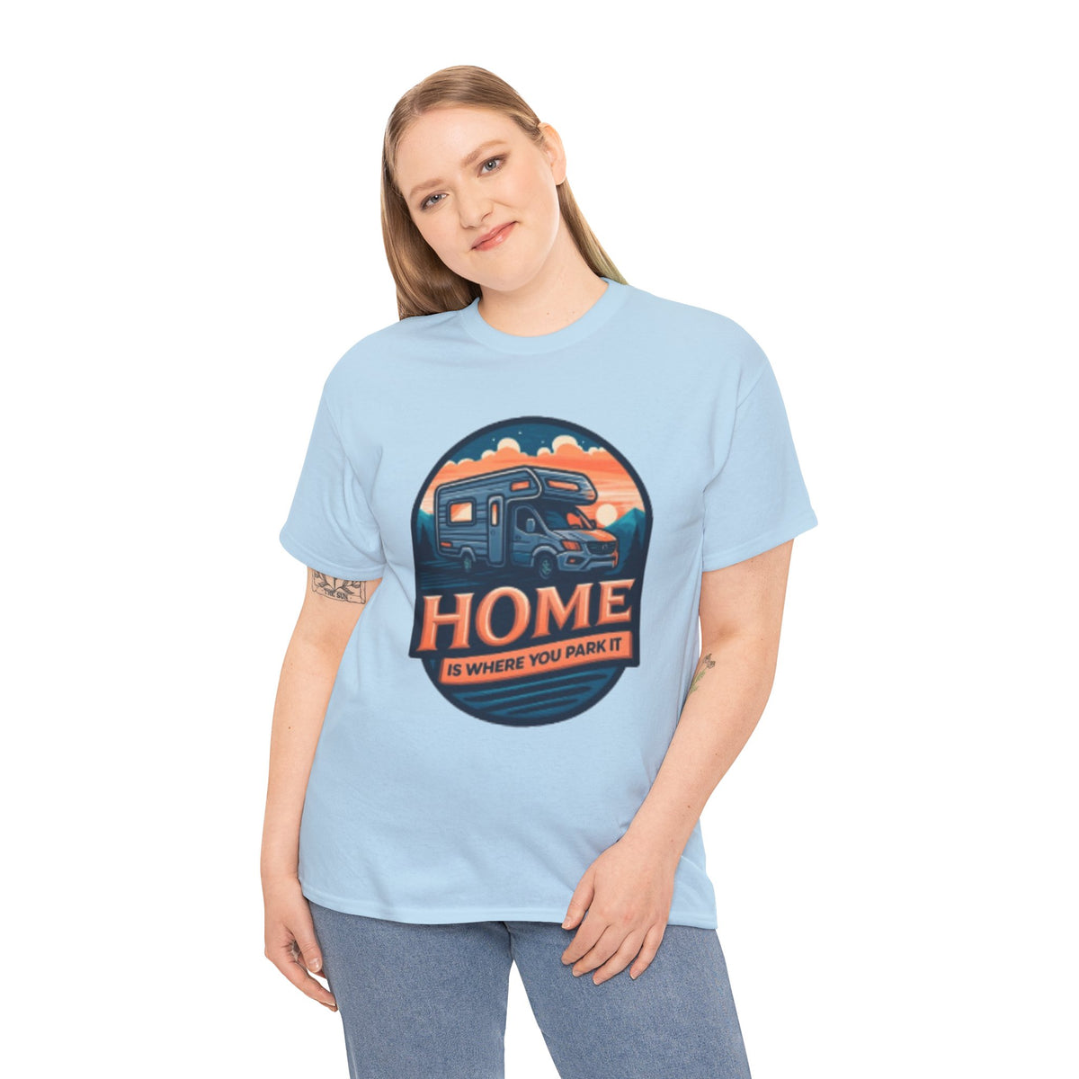 Home Is Where You Park It T-Shirt – Funny RV Camping Graphic Tee for Women & Campers