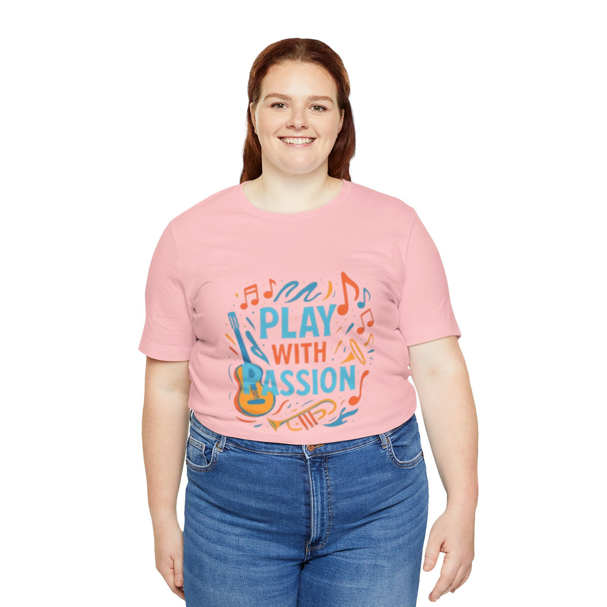 Play With Passion Music T-Shirt – Cute Guitar Graphic Tee for Women & Music Lovers