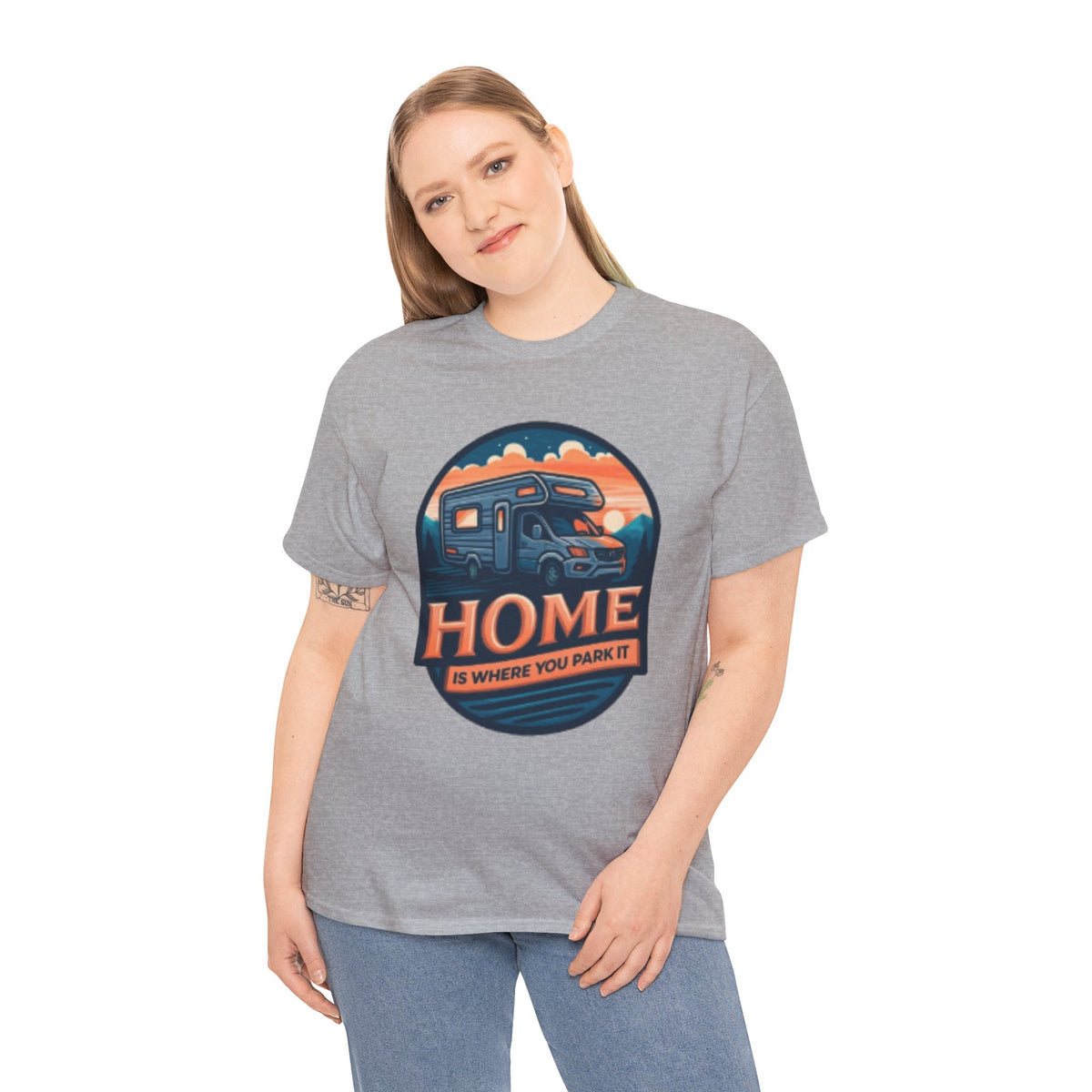 Home Is Where You Park It T-Shirt – Funny RV Camping Graphic Tee for Women & Campers